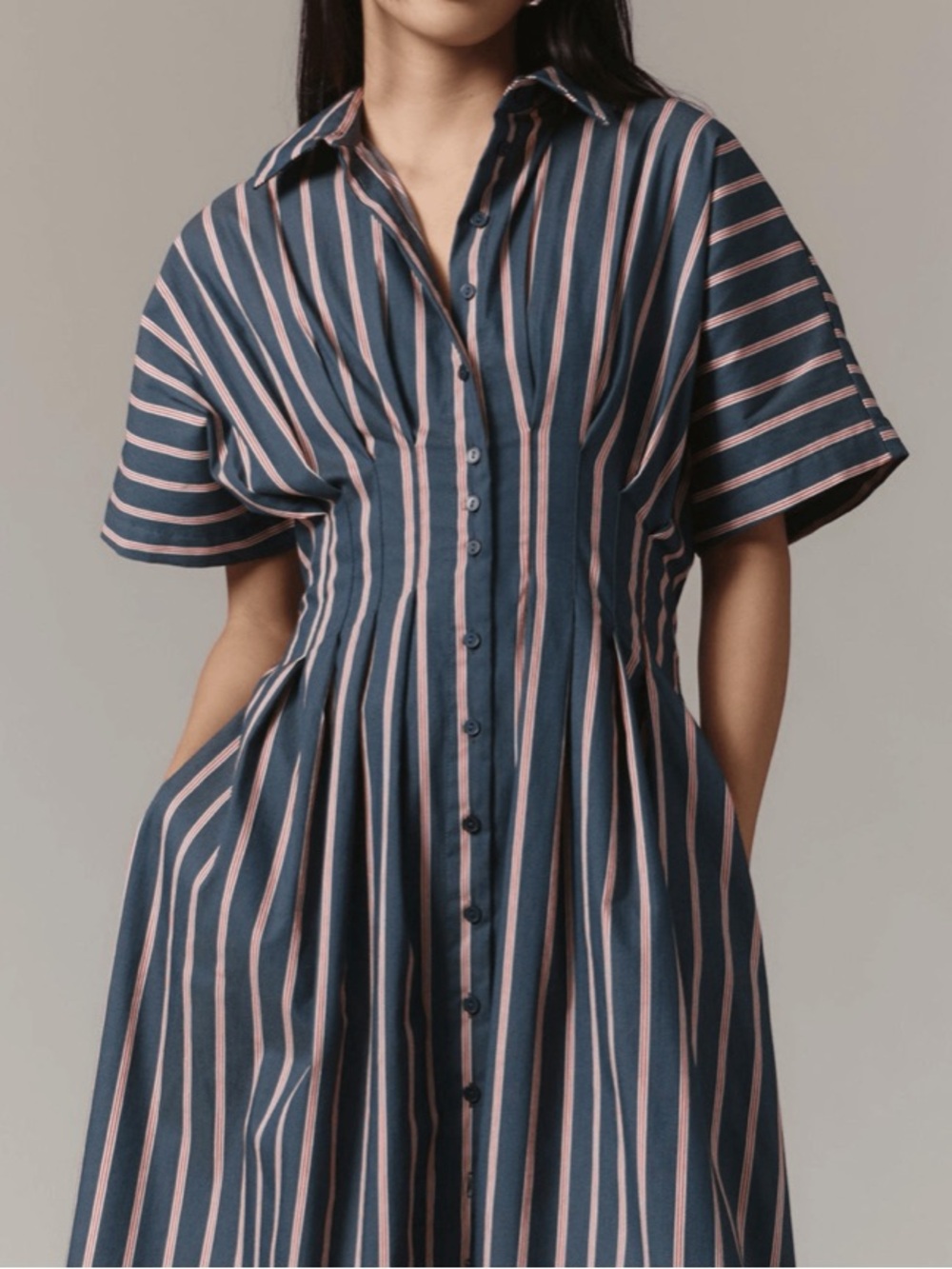 Anthropologie The Tobie Button-Front Pleated Shirt Dress - Picture 2 of 3